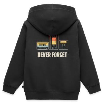 Never forget Video Floppy Disc Audio Cassette - Kinder Premium Organic Zip Hoodie - Schwarz - Hinten - AI Model Kid Male (0cm)