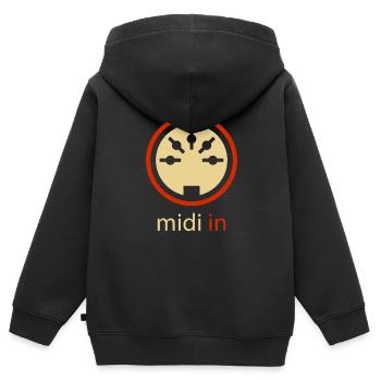 Midi In 5-pol DIN Audio Synthesizer Vintage Stereo - Kinder Premium Organic Zip Hoodie - Schwarz - Hinten - AI Model Kid Male (0cm)