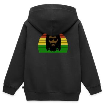 Rasta - Dreadlock - Raggae Rasta - Sweat Premium à capuche zippé enfant bio - noir - Dos - AI Model Kid Male (0cm)