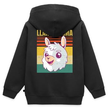 Llama Mama - Pregnancy Announcement Baby Mom - For - Kinder Premium Organic Zip Hoodie - Schwarz - Hinten - AI Model Kid Male (0cm)
