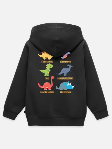 Types Of Dinosaurs Dino Identification - Cute - Kids Premium Organic Zip-up Hoodie - black