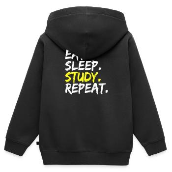 Eat Sleep Study Repeat Saying School Study - Kids Premium Organic Zip-up Hoodie - black - Back - AI Model Kid Male (0cm)