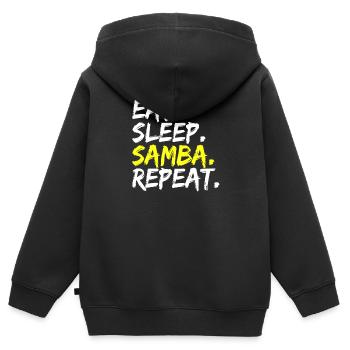 Eat Sleep Samba Repeat Danse Tenue Latine Latino - Sweat Premium à capuche zippé enfant bio - noir - Dos - AI Model Kid Male (0cm)