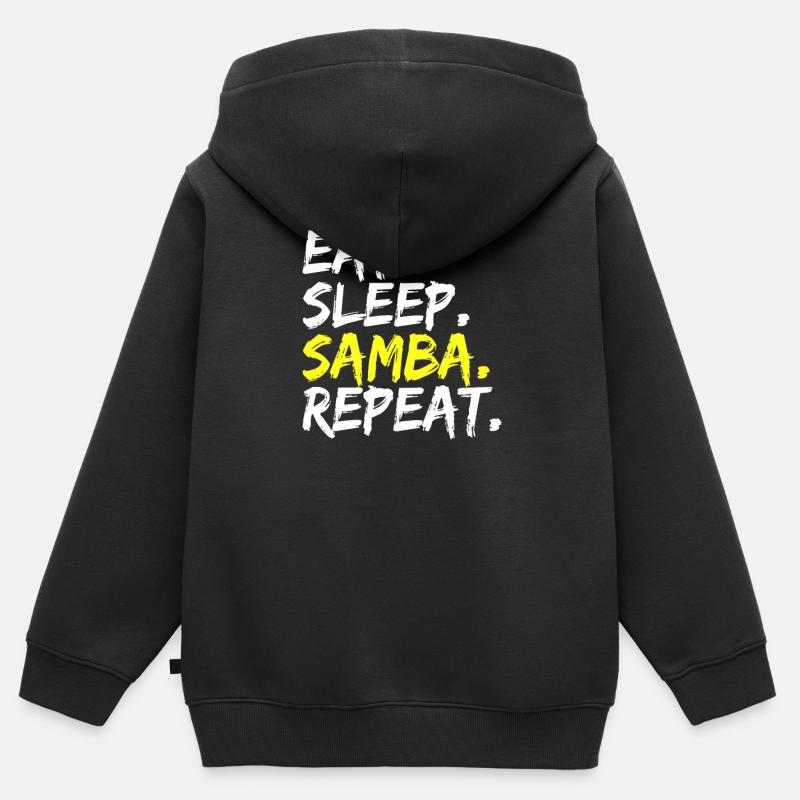 Eat Sleep Samba Repeat Danse Tenue Latine Latino - Sweat Premium à capuche zippé enfant bio - noir