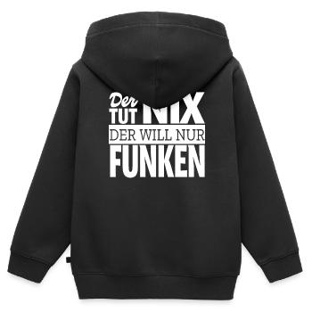 Funken Amateurfunker Funker Geschenkidee Spruch - Kinder Premium Organic Zip Hoodie - Schwarz - Hinten - AI Model Kid Male (0cm)