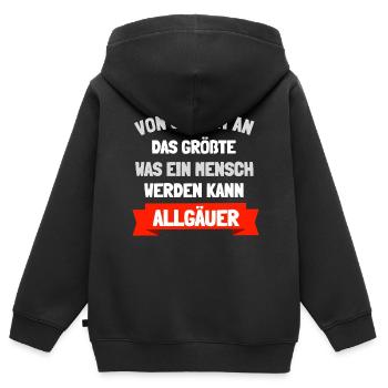Lustige Allgäu Allgäuer Design - Kinder Premium Organic Zip Hoodie - Schwarz - Hinten - AI Model Kid Male (0cm)