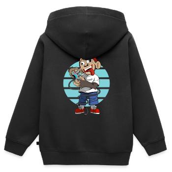 Gamer hat zu lange gespielt Humor Affe Gaming - Kinder Premium Organic Zip Hoodie - Schwarz - Hinten - AI Model Kid Male (0cm)