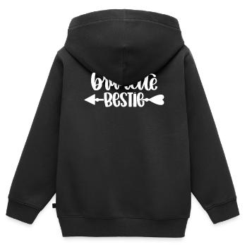 Brünette Bestie Team Herz Liebe Freundschaft - Kinder Premium Organic Zip Hoodie - Schwarz - Hinten - AI Model Kid Male (0cm)