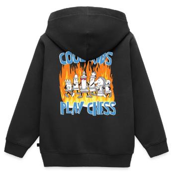 Schachfiguren Kinder Schach Cool Kids Play Chess - Kinder Premium Organic Zip Hoodie - Schwarz - Hinten - AI Model Kid Male (0cm)