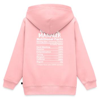 General Manager Nutrition Facts Funny - Kids Premium Organic Zip-up Hoodie - rose - Back - AI Model Kid Female (0cm)