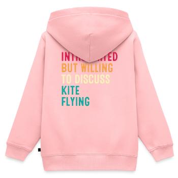 Introvertiert, aber bereit, über Drachenfliegen zu diskutieren - Kinder Premium Organic Zip Hoodie - Rosa - Hinten - AI Model Kid Female (0cm)