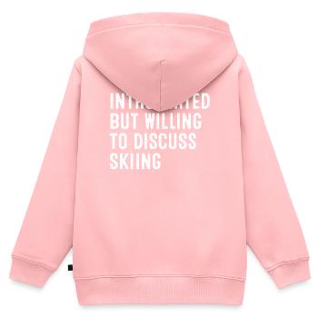 Introvertiert, aber bereit, über Skifahren zu diskutieren - Kinder Premium Organic Zip Hoodie - Rosa - Hinten - AI Model Kid Female (0cm)