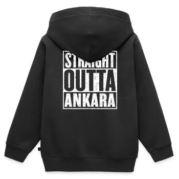 Straight Outta Ankara Vintage - Sweat Premium à capuche zippé enfant bio - noir - Dos - AI Model Kid Male (0cm)