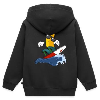 Cool banana as a surfer - Kids Premium Organic Zip-up Hoodie - black - Back - AI Model Kid Male (0cm)