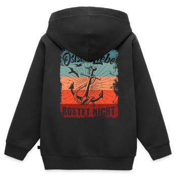 Ostseeliebe - Retro - Anker - Used Look - Kinder Premium Organic Zip Hoodie - Schwarz - Hinten - AI Model Kid Male (0cm)