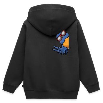 Hut Singer Bird With Sunglasses - Kids Premium Organic Zip-up Hoodie - black - Back - AI Model Kid Male (0cm)