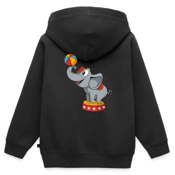 Éléphant de cirque - Sweat Premium à capuche zippé enfant bio - noir - Dos - AI Model Kid Male (0cm)