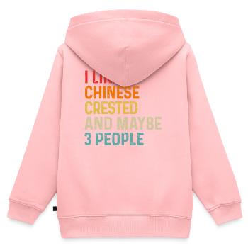 J’aime les crêtes chinoises et peut-être le chien de 3 personnes - Sweat Premium à capuche zippé enfant bio - rose - Dos - AI Model Kid Female (0cm)
