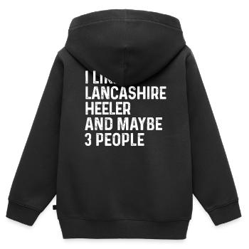 J’aime Lancashire Heeler et peut-être 3 personnes Dog - Sweat Premium à capuche zippé enfant bio - noir - Dos - AI Model Kid Male (0cm)