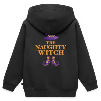 Die freche Hexe - Kinder Premium Organic Zip Hoodie - Schwarz - Hinten - AI Model Kid Male (0cm)