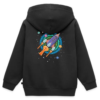 Rocket Spaceship Adventure - Kids Premium Organic Zip-up Hoodie - black - Back - AI Model Kid Male (0cm)