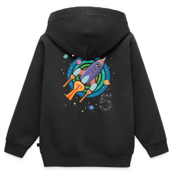 Rakete 5 Jahre Geburtstag Weltraum Raumschiff - Kinder Premium Organic Zip Hoodie - Schwarz - Hinten - AI Model Kid Male (0cm)