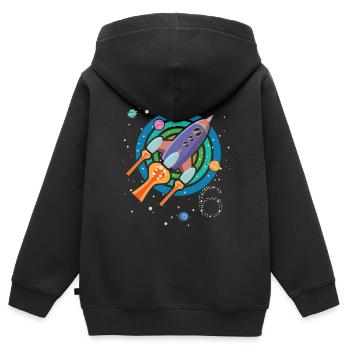 Geburtstag 6 Jahre Rakete Weltraum Raumschiff - Kinder Premium Organic Zip Hoodie - Schwarz - Hinten - AI Model Kid Male (0cm)