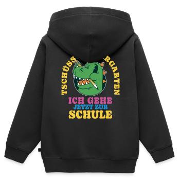 Einschulung Drache Tschüss Kindergarten - Kinder Premium Organic Zip Hoodie - Schwarz - Hinten - AI Model Kid Male (0cm)