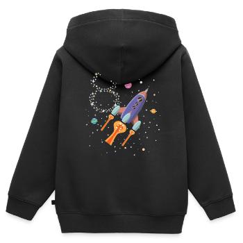 Rocket birthday stars form 8 years - Kids Premium Organic Zip-up Hoodie - black - Back - AI Model Kid Male (0cm)