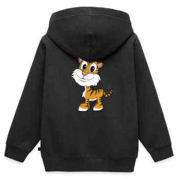 Süßer Cartoon Tiger - Kinder Premium Organic Zip Hoodie - Schwarz - Hinten - AI Model Kid Male (0cm)
