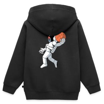 Joueur de basket-ball astronaute de basket-ball - Sweat Premium à capuche zippé enfant bio - noir - Dos - AI Model Kid Male (0cm)