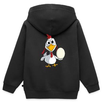 Drôle de poule avec un œuf - Sweat Premium à capuche zippé enfant bio - noir - Dos - AI Model Kid Male (0cm)