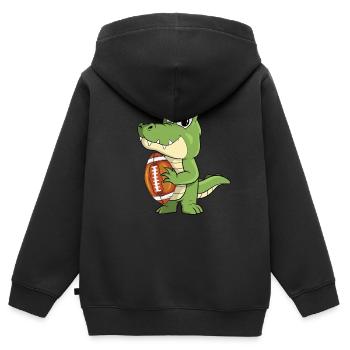 Crocodile Football Américain - Sweat Premium à capuche zippé enfant bio - noir - Dos - AI Model Kid Male (0cm)