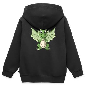 Süßer Drache Cartoon Drachen - Kinder Premium Organic Zip Hoodie - Schwarz - Hinten - AI Model Kid Male (0cm)