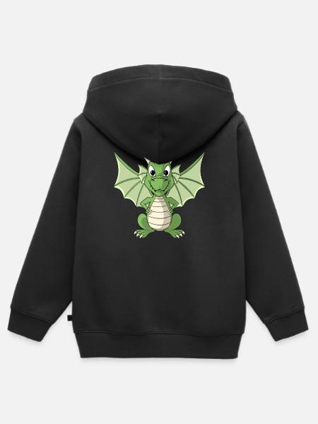 Süßer Drache Cartoon Drachen - Premium børne zip-hættetrøje økologisk - sort