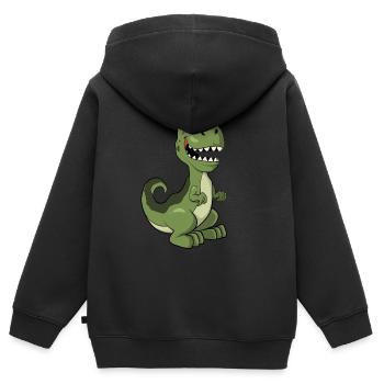 T-Rex Dinosaurier - Kinder Premium Organic Zip Hoodie - Schwarz - Hinten - AI Model Kid Male (0cm)