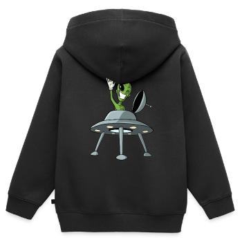 Alien looks out UFO - Kids Premium Organic Zip-up Hoodie - black - Back - AI Model Kid Male (0cm)