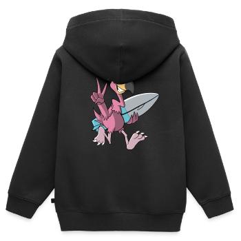 Cool Flamingo with surfboard - Kids Premium Organic Zip-up Hoodie - black - Back - AI Model Kid Male (0cm)