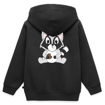 Waschbär mit Keks - Kinder Premium Organic Zip Hoodie - Schwarz - Hinten - AI Model Kid Male (0cm)