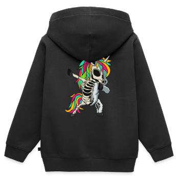 Dabbing Unicorn Skeleton Halloween - Kids Premium Organic Zip-up Hoodie - black - Back - AI Model Kid Male (0cm)
