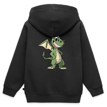 Süßer Drache Cartoon Drachen - Kinder Premium Organic Zip Hoodie - Schwarz - Hinten - AI Model Kid Male (0cm)