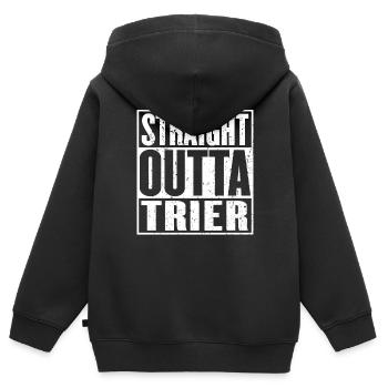 Straight Outta Trier Vintage - Sweat Premium à capuche zippé enfant bio - noir - Dos - AI Model Kid Male (0cm)