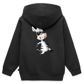 Cute Cartoon Zebra - Kids Premium Organic Zip-up Hoodie - black - Back - AI Model Kid Male (0cm)