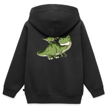 Großer Dino und kleiner Dinosaurier - Kinder Premium Organic Zip Hoodie - Schwarz - Hinten - AI Model Kid Male (0cm)