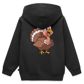 Dinde de Thanksgiving - Sweat Premium à capuche zippé enfant bio - noir - Dos - AI Model Kid Male (0cm)