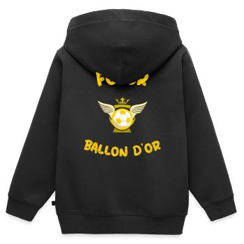 Humour cadeau naissance football futur ballon d'or - Sweat Premium à capuche zippé enfant bio - noir - Dos - AI Model Kid Male (0cm)