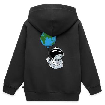 Astronaute Ballon Planète Terre - Sweat Premium à capuche zippé enfant bio - noir - Dos - AI Model Kid Male (0cm)
