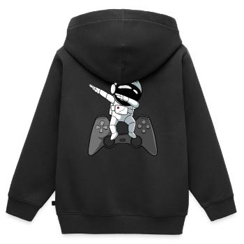 Dabbing Astronaut Controller Gamer Gaming - Kids Premium Organic Zip-up Hoodie - black - Back - AI Model Kid Male (0cm)