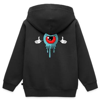 Drôle d’œil d’Halloween - Sweat Premium à capuche zippé enfant bio - noir - Dos - AI Model Kid Male (0cm)