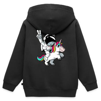 Un astronaute chevauche une licorne - Sweat Premium à capuche zippé enfant bio - noir - Dos - AI Model Kid Male (0cm)